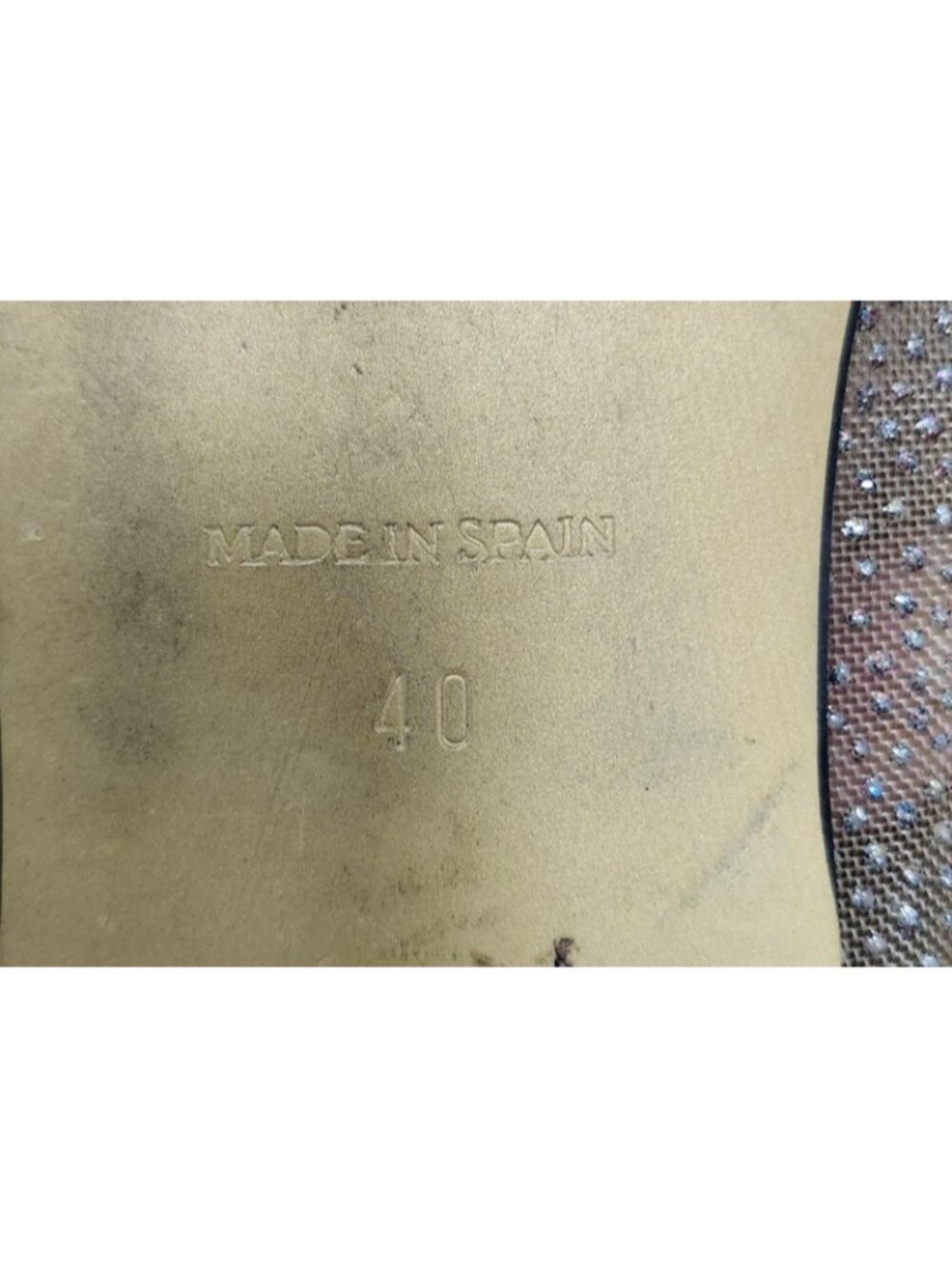 Pretty Ballerinas Size 40 Crystal Studded Ballet Flats Beige Gold Spain EU 40 - Picture 10 of 14